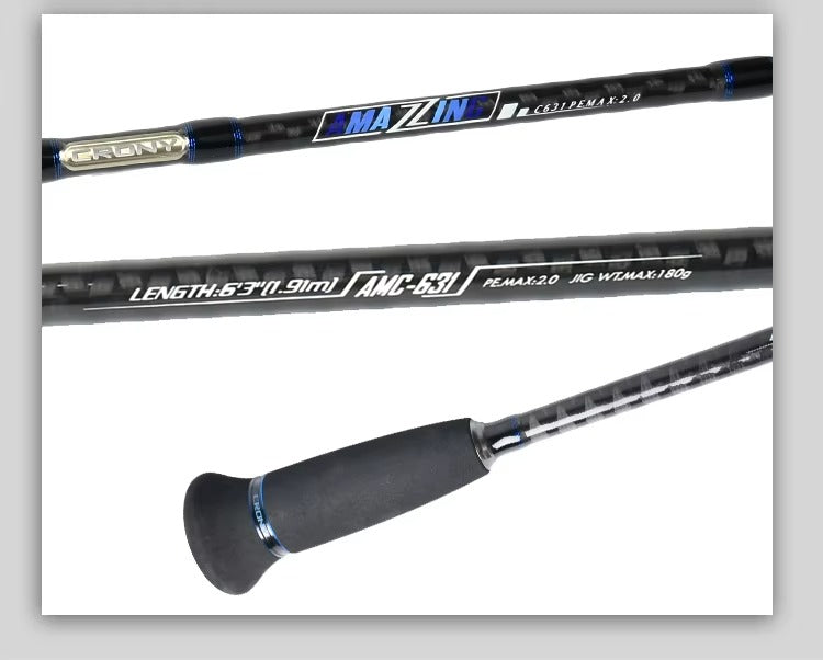 1.73M Black Carbon Spinning Rod – 1.5 Sections (In Stock)