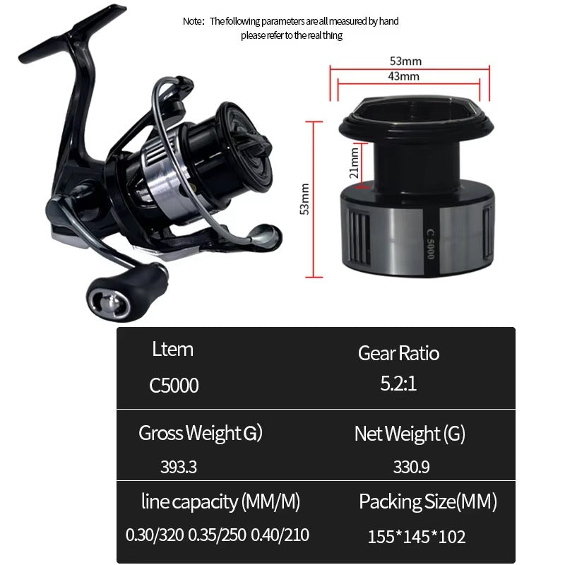 Aluminum Spinning Reel – for Bass/Marlin/Salmon, Deep Sea & River Fishing (Plastic Wire Cup)