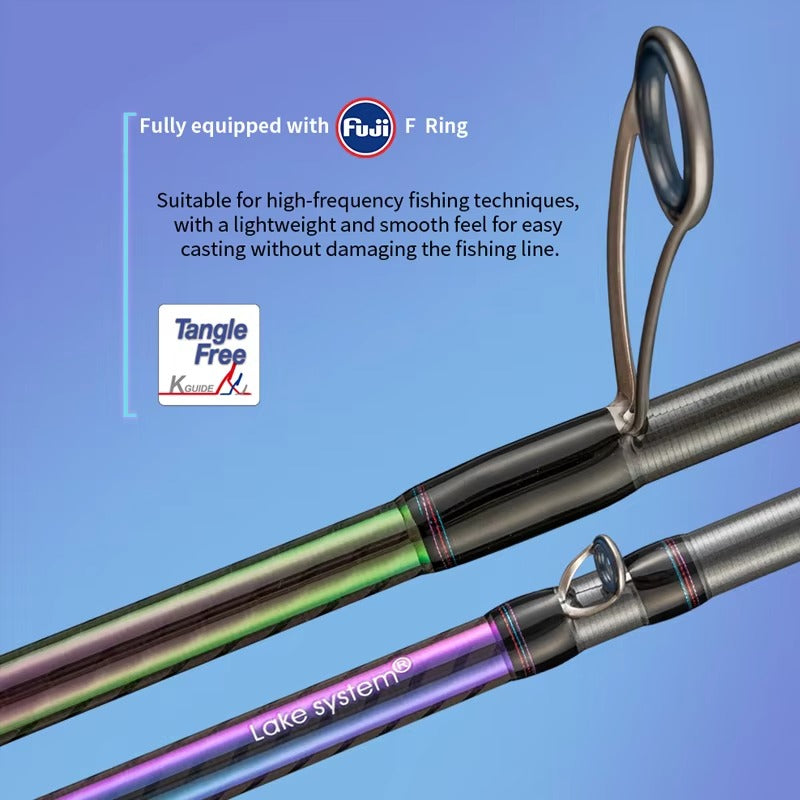 80-100g Colourful Carbon Fiber Spinning Rod – 2-Piece, Lightweight (Bass)