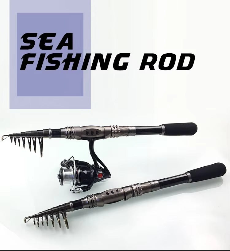 1.8m Carbon Telescopic Rock Trolling Rod – Deep Sea Fishing (With Reel)