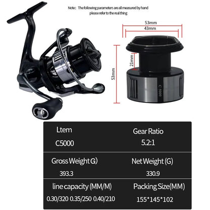 Aluminum Spinning Reel – for Bass/Marlin/Salmon, Deep Sea & River Fishing (Plastic Wire Cup)