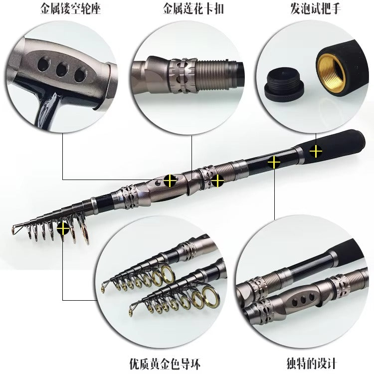 1.8m Carbon Telescopic Rock Trolling Rod – Deep Sea Fishing (With Reel)