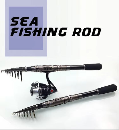 1.8m Carbon Telescopic Rock Trolling Rod – Deep Sea Fishing (With Reel)